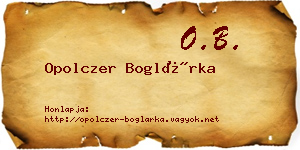 Opolczer Boglárka névjegykártya